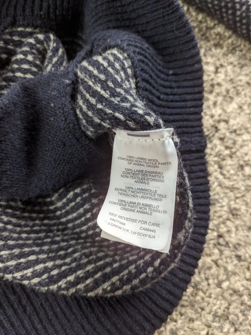J Crew Sweater Lambswool Birdseye Shawl Cardigan Navy Blue Mens Medium